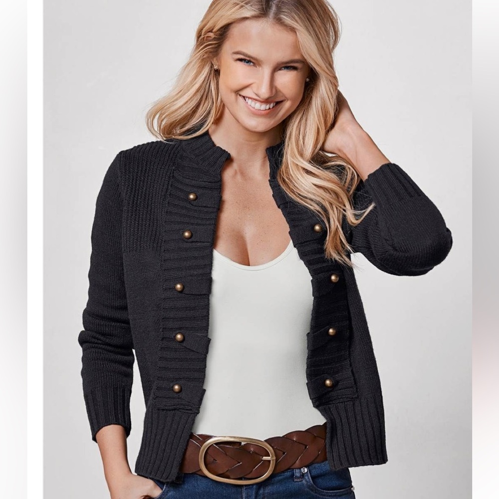 Cotton Wool Tab button detail cardigan - Picture 11 of 13